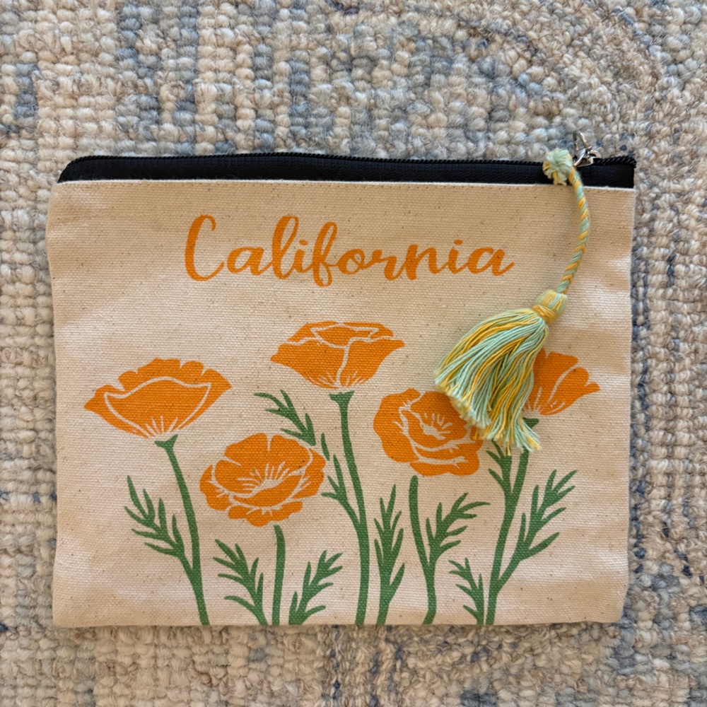 California Floral Canvas Pouch